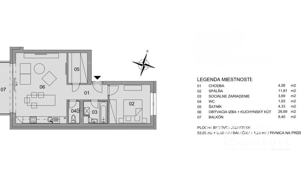 Moderný 2-izb. byt s úchvatným výhľadom a 2 parkovacími miestami